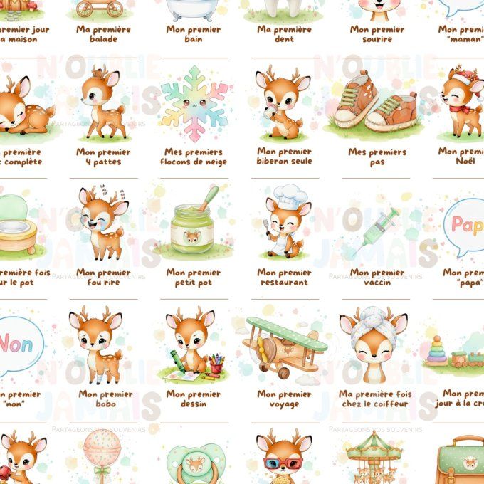 Affiche mes premières fois personnalisable thème Faon