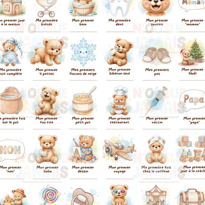 Affiche mes premières fois personnalisable Ourson
