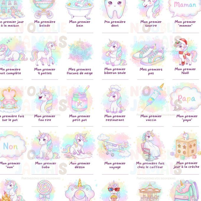 Affiche mes premières fois personnalisable Licorne