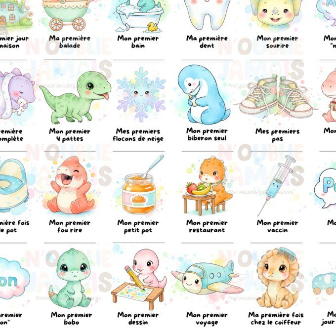 Affiche mes premières fois personnalisable thème Dinosaure