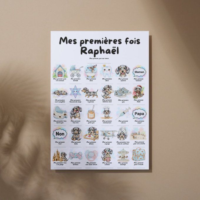 Affiche mes premières fois personnalisable Teckel