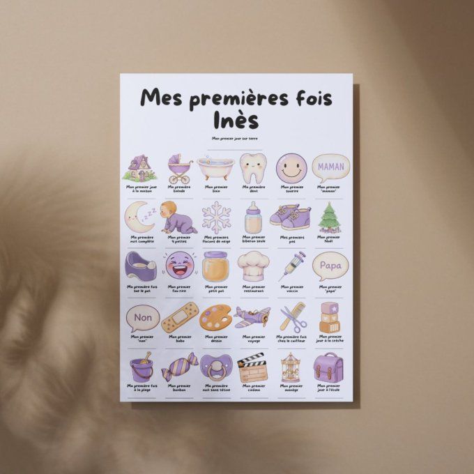 Affiche mes premières fois personnalisable Violet