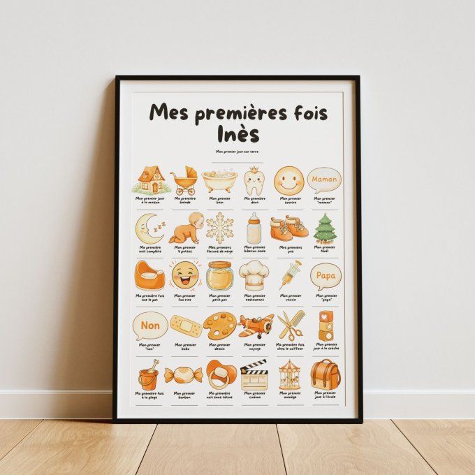 Affiche mes premières fois personnalisable Orange
