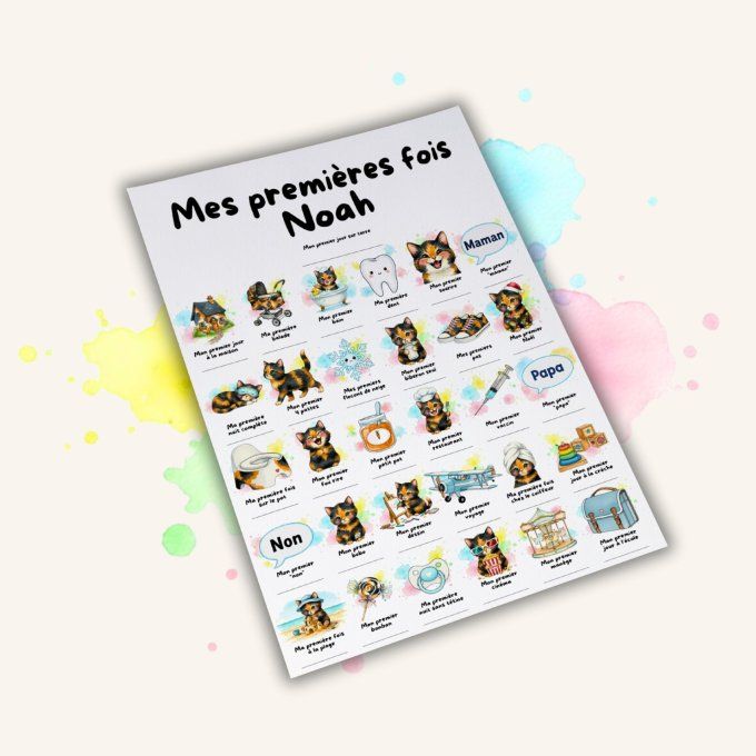 Affiche mes premières fois personnalisable Chat écaille de tortue