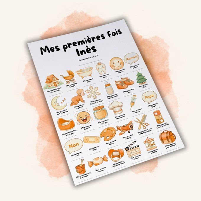 Affiche mes premières fois personnalisable Orange