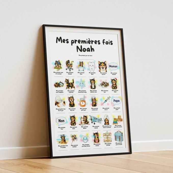 Affiche mes premières fois personnalisable Chat écaille de tortue