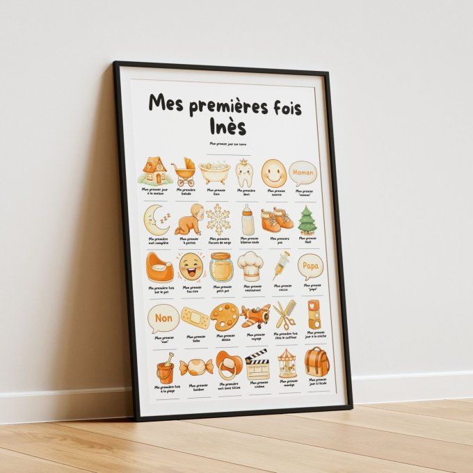 Affiche mes premières fois personnalisable Orange