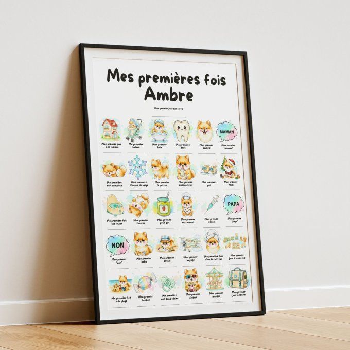 Affiche mes premières fois personnalisable Spitz