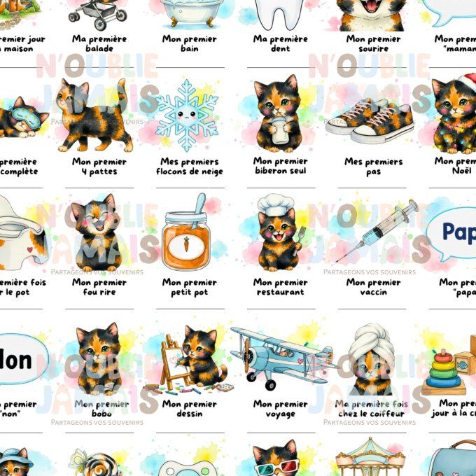 Affiche mes premières fois personnalisable Chat écaille de tortue