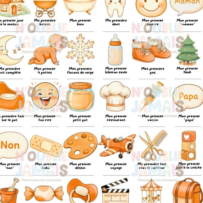 Affiche mes premières fois personnalisable Orange